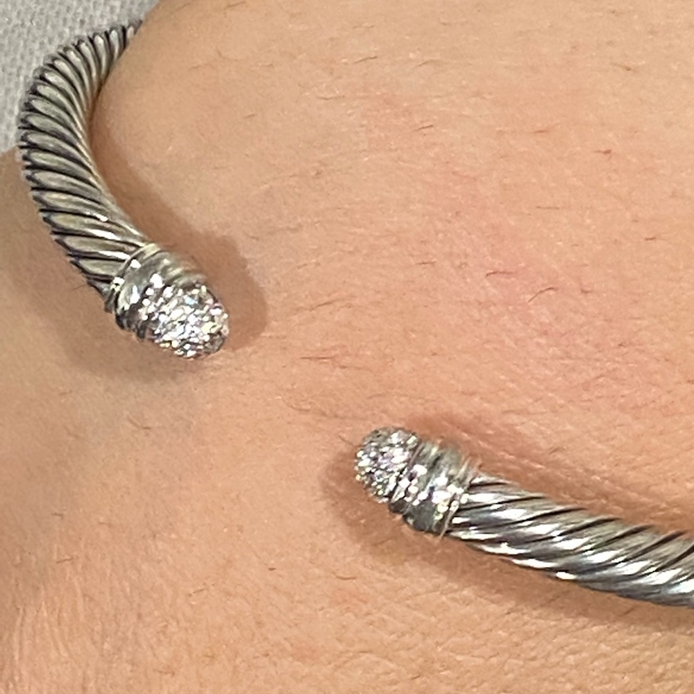 David Yurman Bangke silver sterling and Diamonds - Picture 3 of 16